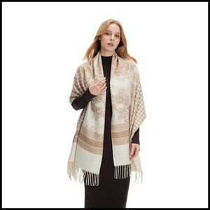 Printed Pashmina Shawl Wrap Cashmere Feel Scarf Elegant Travel Blanket Cape